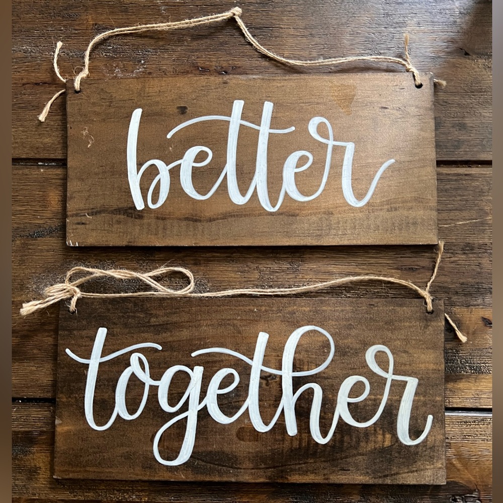 Custom wedding signs to hang behind the bride and groom seats / home decor